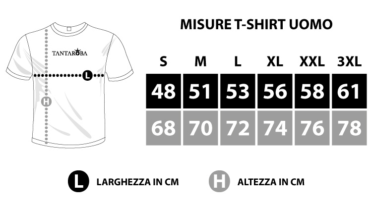 misure taglie t-shirt uomo